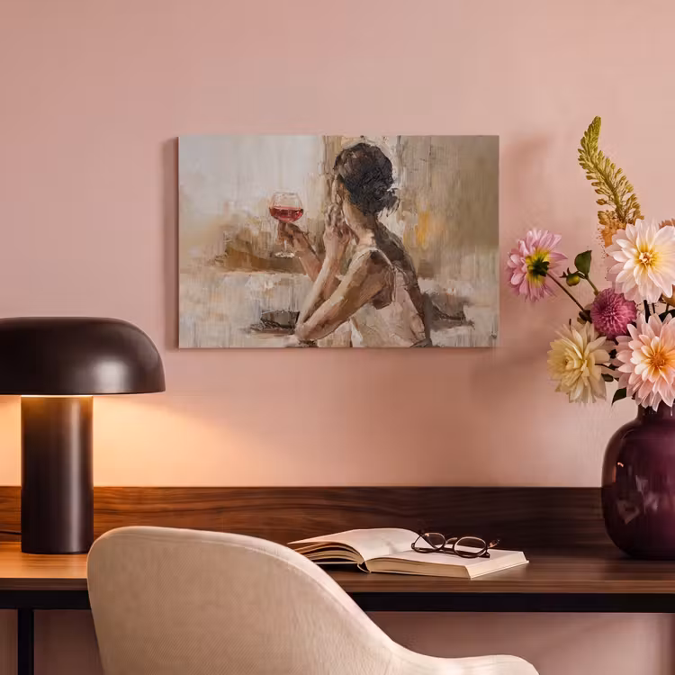 Canvas Print - Painting - Oil paint - Woman - Wine — 4