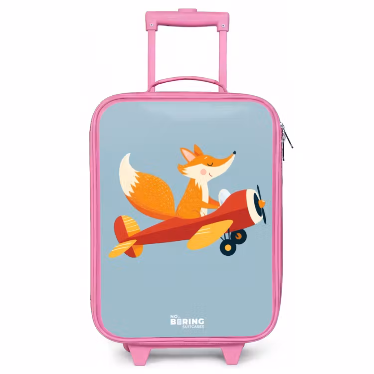 Kids’ Suitcase - Pink - Fox - Airplane - Flies — 1
