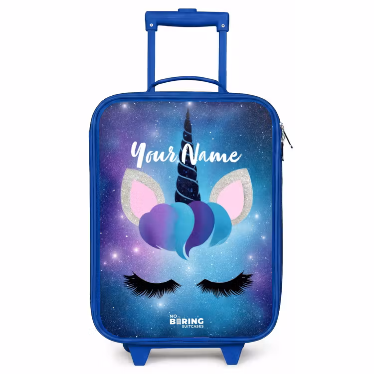 Kids’ Suitcase - Blue - Unicorn on a starry sky background — 1