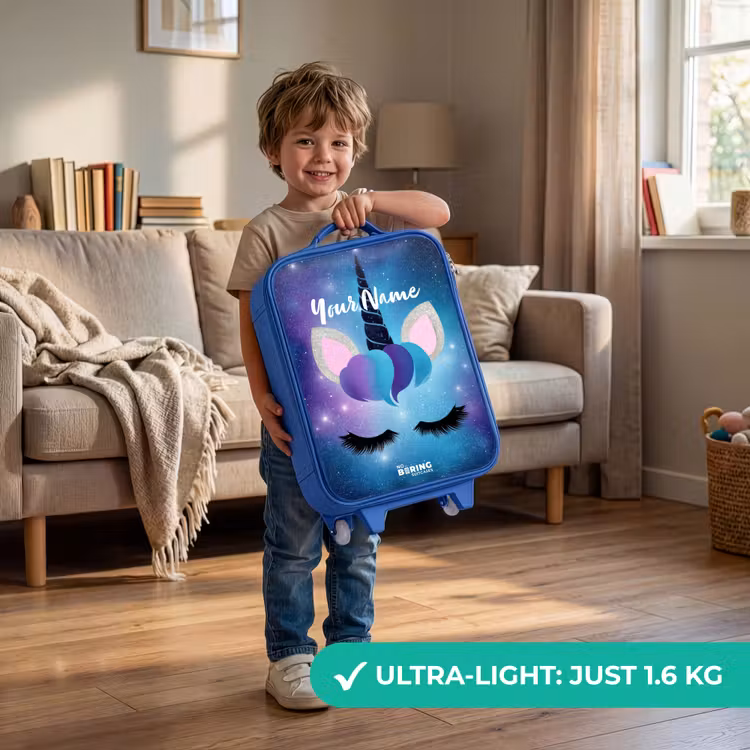 Kids’ Suitcase - Blue - Unicorn on a starry sky background — 2