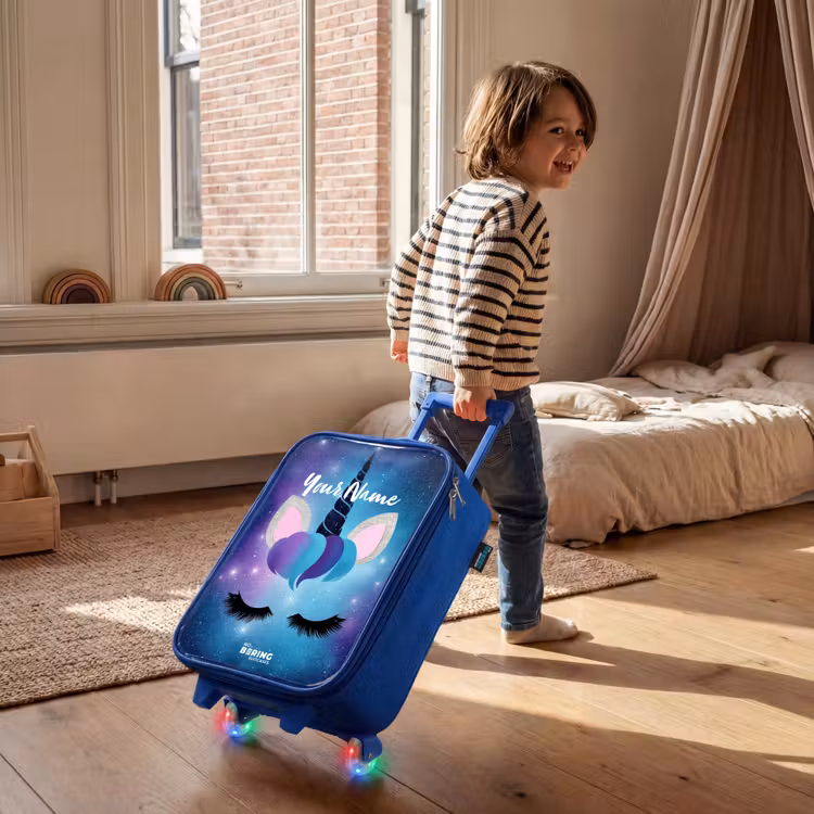 Kids’ Suitcase - Blue - Unicorn on a starry sky background — 3