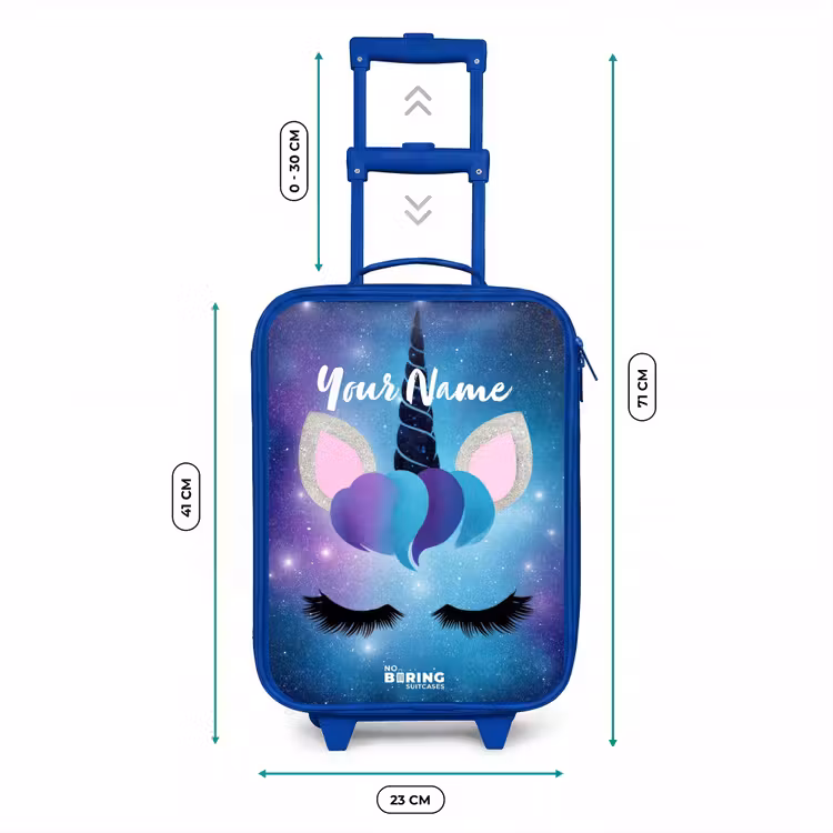 Kids’ Suitcase - Blue - Unicorn on a starry sky background — 6