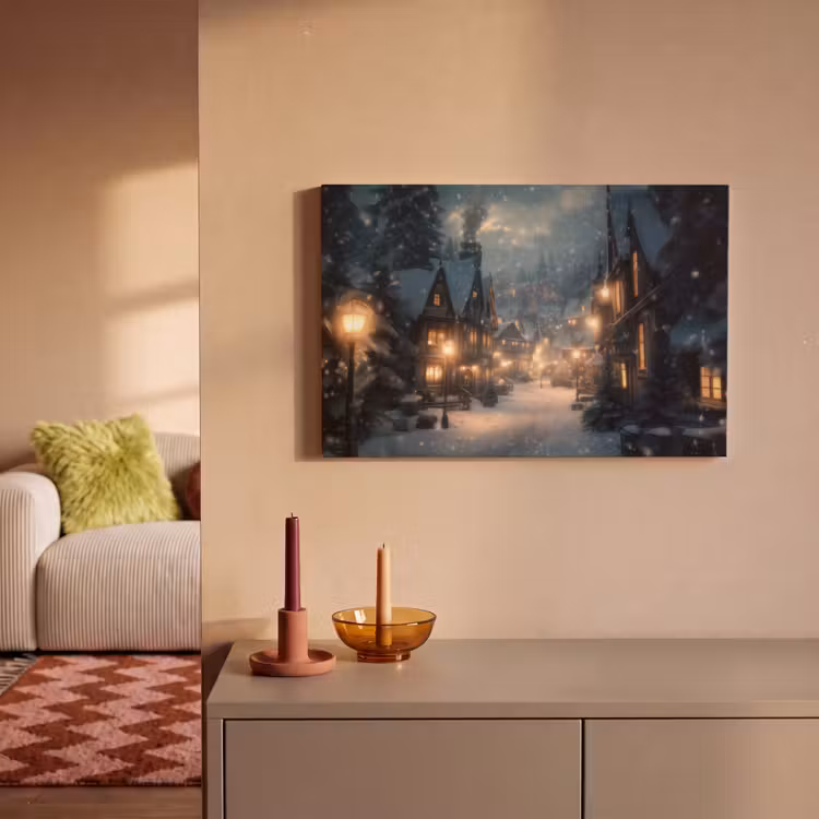 Canvas Print - Winter Village - Snow - Dark — 2
