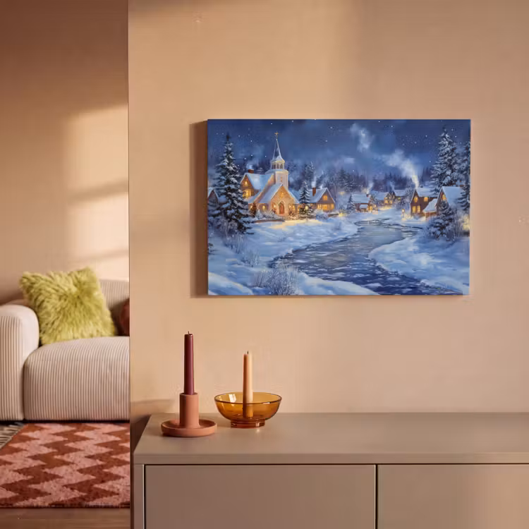 Canvas Print - Winter evening - Christmas Village - Dark — 2