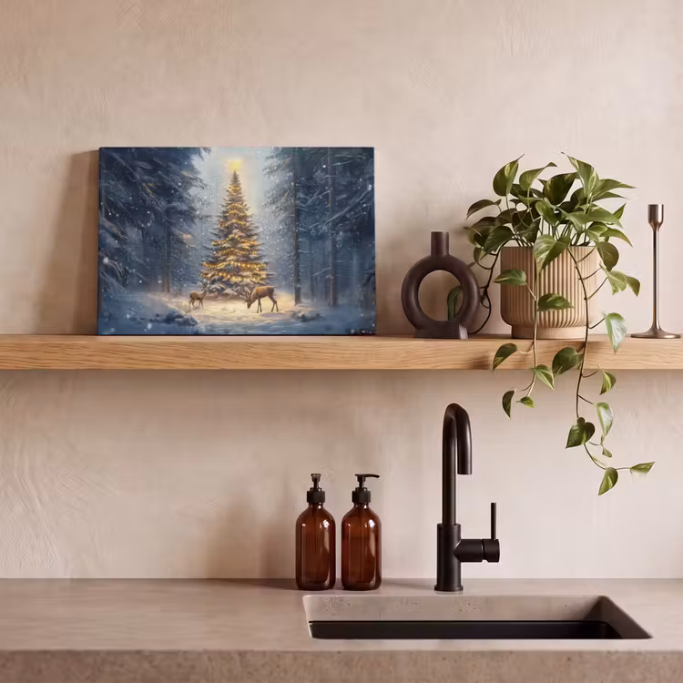 Canvas Print - Christmas light - Forest - Deer - Dark — 3
