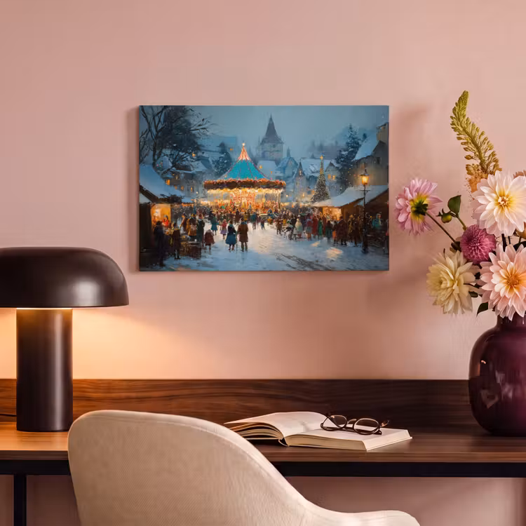 Canvas Print - Winter fair - Village - Colorful — 4