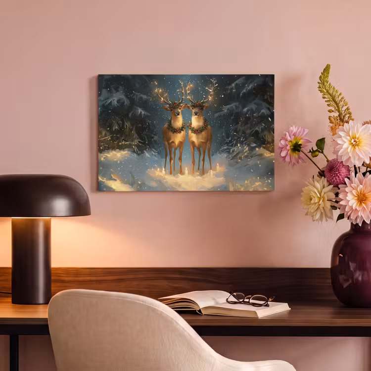 Canvas Print - Pine Fairy Tale - Reindeer - Night — 4
