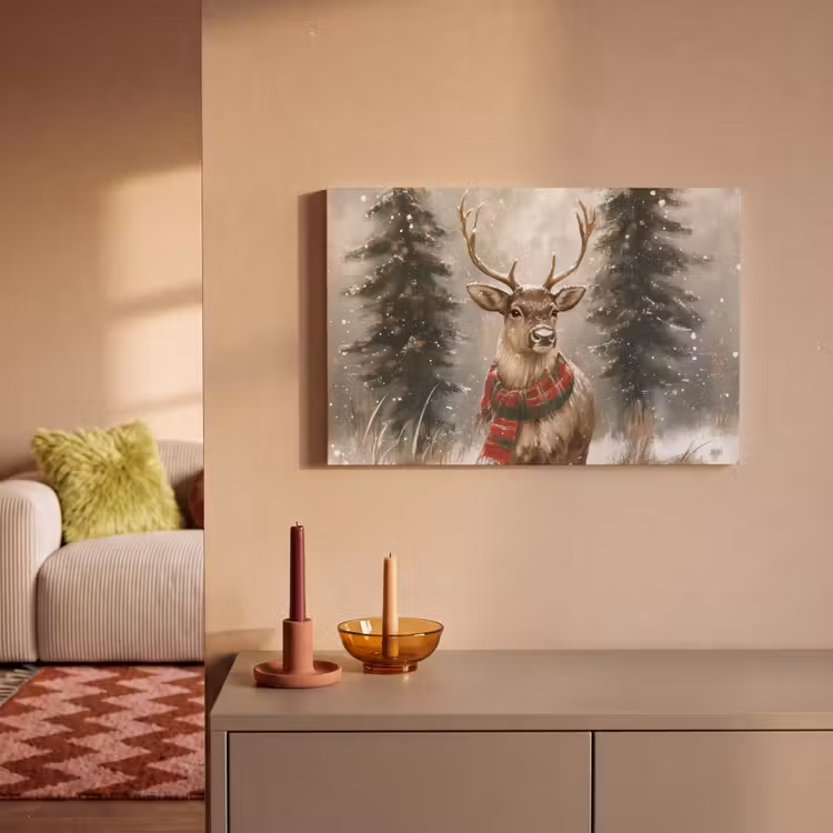 Canvas Print - Winter - Forest - Reindeer - Dark — 2