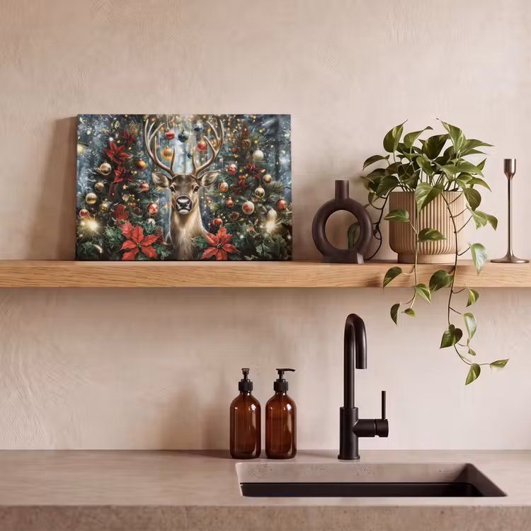 Canvas Print - Christmas party - Pine forest - Red — 3