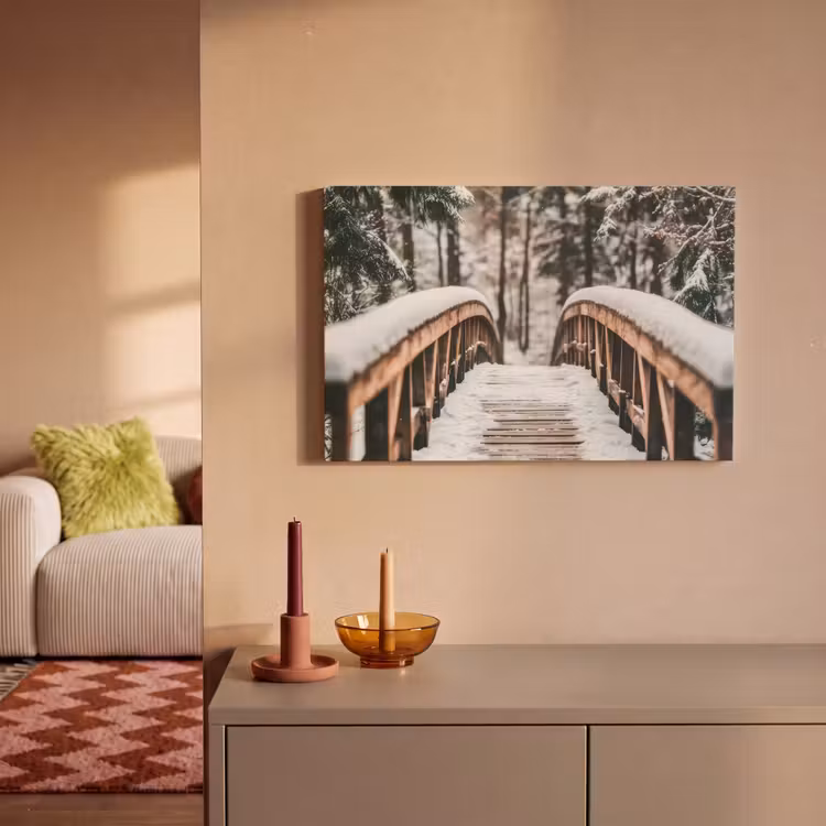 Canvas Print - Bridge - Winter landscape - Forest - Nature - Snow — 2