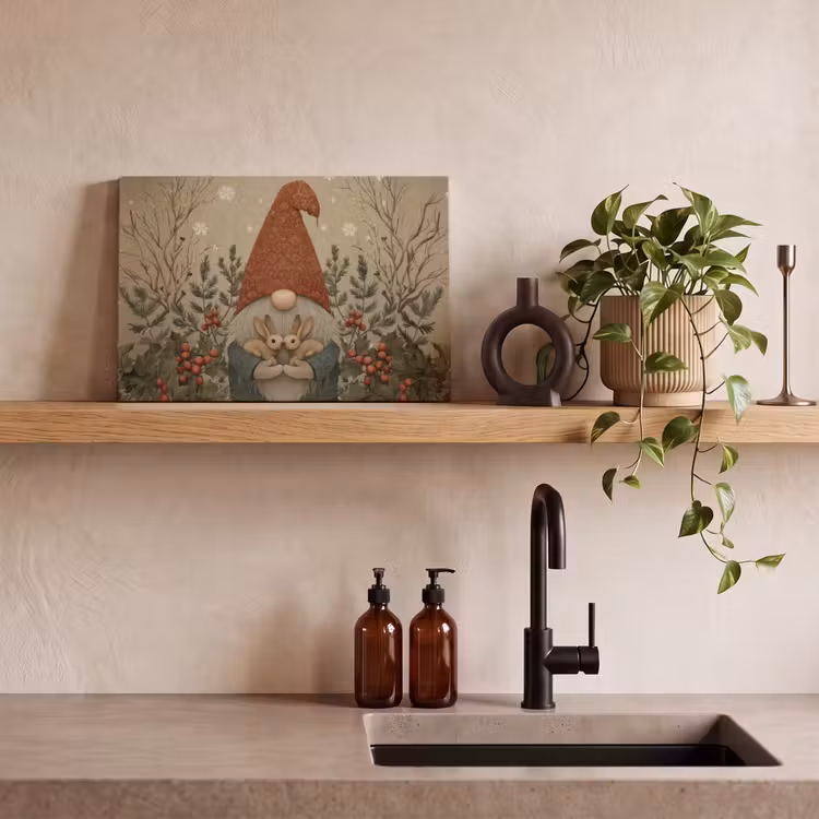 Canvas Print - Christmas gnome - Bunnies - Colorful — 3