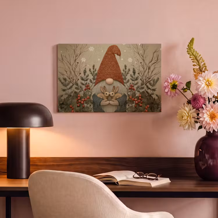 Canvas Print - Christmas gnome - Bunnies - Colorful — 4