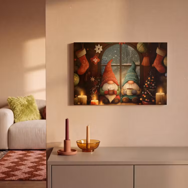 Canvas Print - Gnomes - Christmas - Window - Colorful — 2