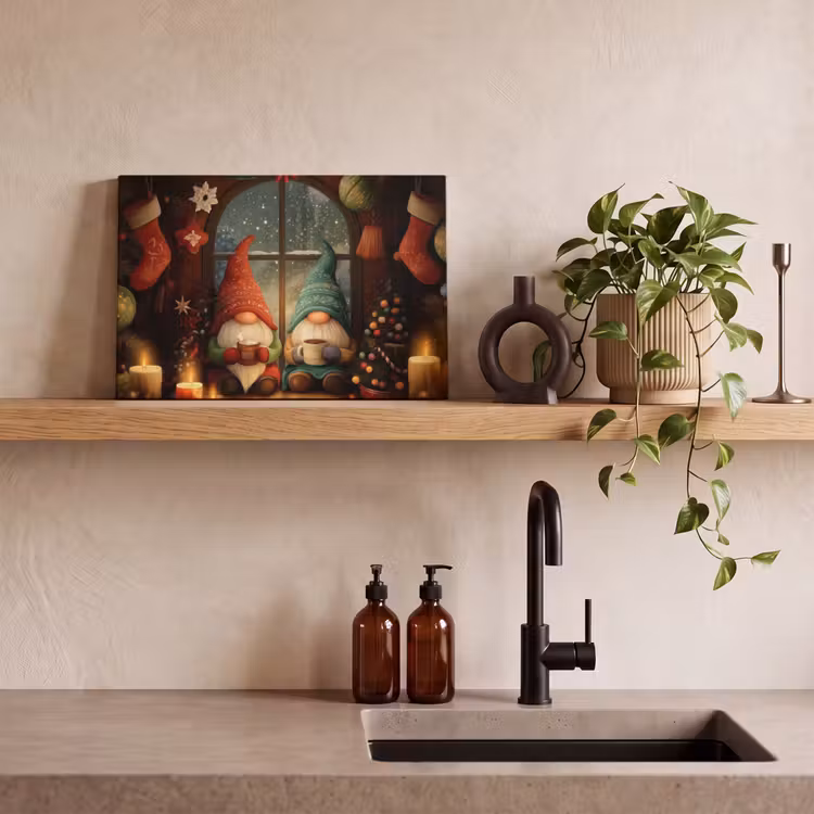 Canvas Print - Gnomes - Christmas - Window - Colorful — 3