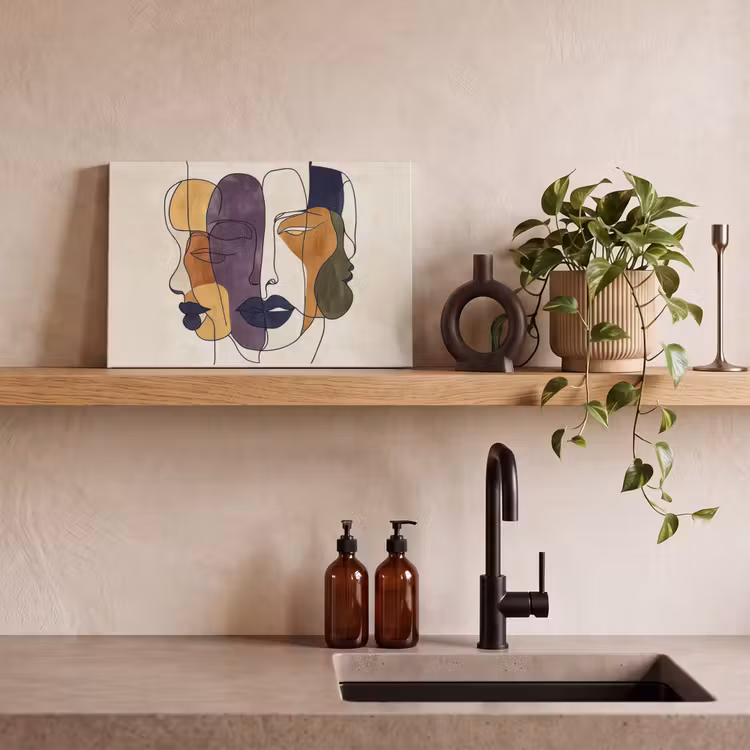Canvas Print - Abstract - Overlapping faces - Purple - Dark green — 3