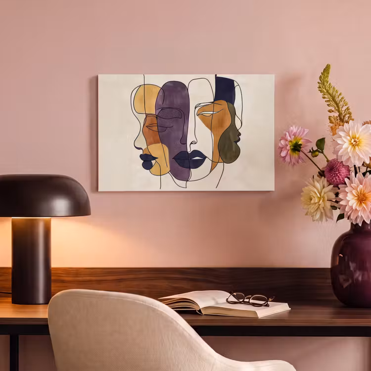 Canvas Print - Abstract - Overlapping faces - Purple - Dark green — 4