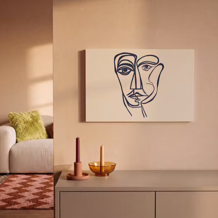 Canvas Print - Minimalist - Line illustration - Beige - Dark blue — 2