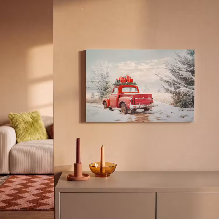 Canvas Print - Car - Red - Gifts - Winter - Snow - Christmas — 2