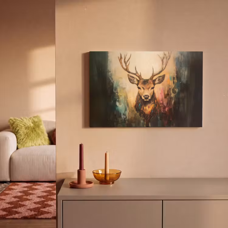 Canvas Print - Deer - Painted - Antlers - Brown — 2