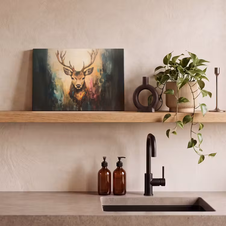 Canvas Print - Deer - Painted - Antlers - Brown — 3