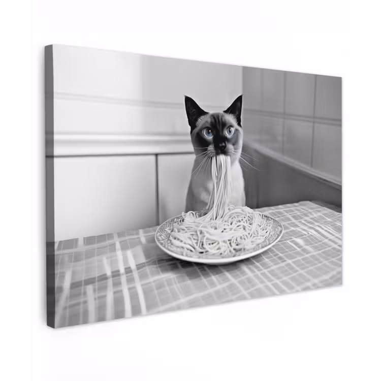 Canvas Print - Cat - Siamese - Black and White - Cute - Animals — 1