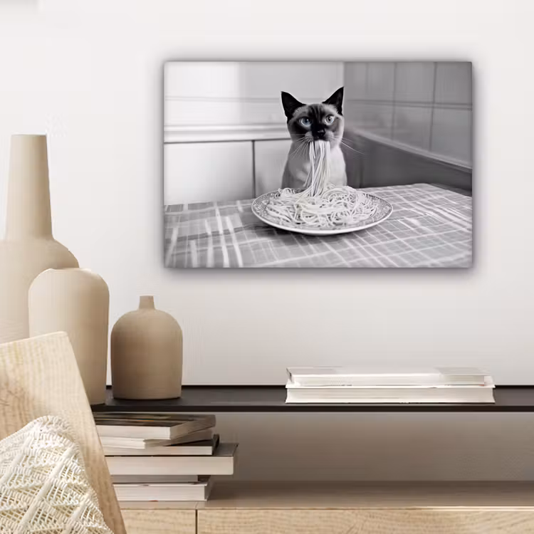 Canvas Print - Cat - Siamese - Black and White - Cute - Animals — 5