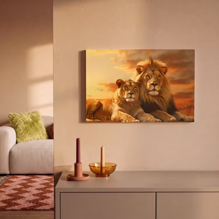 Canvas Print - Lions - Sunset - Africa - Savannah - Animals — 2