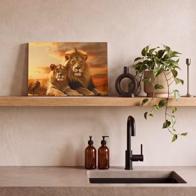 Canvas Print - Lions - Sunset - Africa - Savannah - Animals — 3