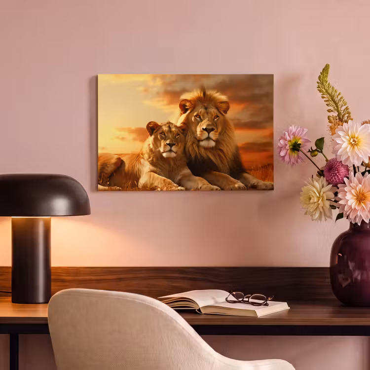 Canvas Print - Lions - Sunset - Africa - Savannah - Animals — 4