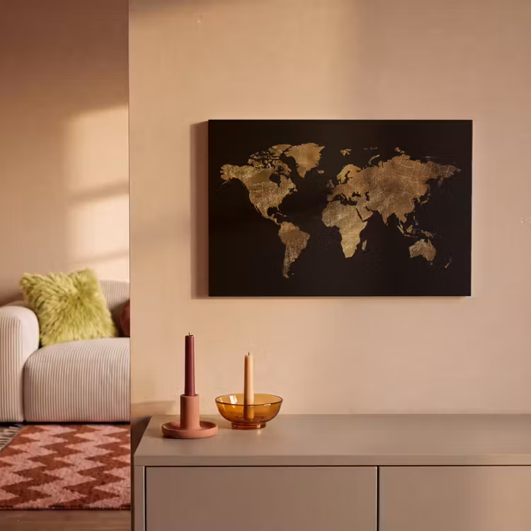 Canvas Print - World map - Gold - Luxury - Earth - Black — 2