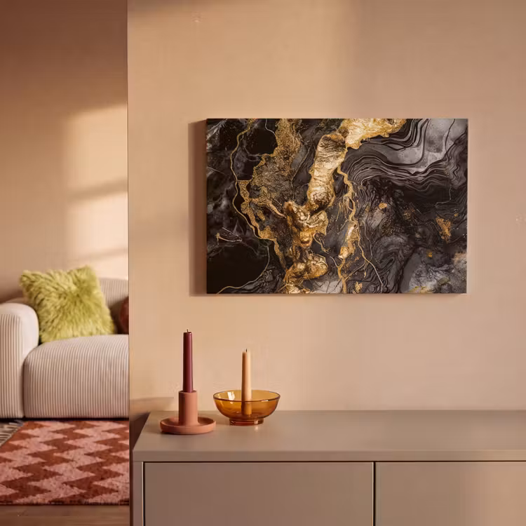 Canvas Print - Marble - Black - Gold - Abstract — 2