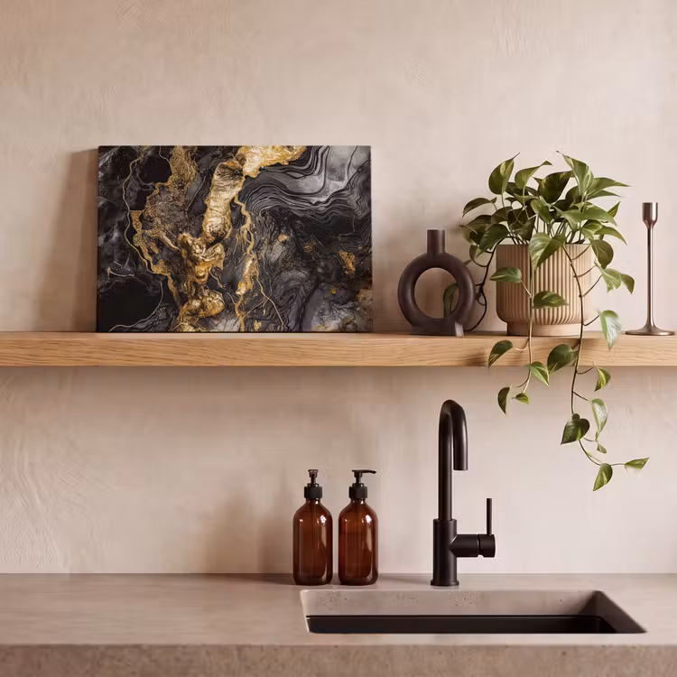 Canvas Print - Marble - Black - Gold - Abstract — 3