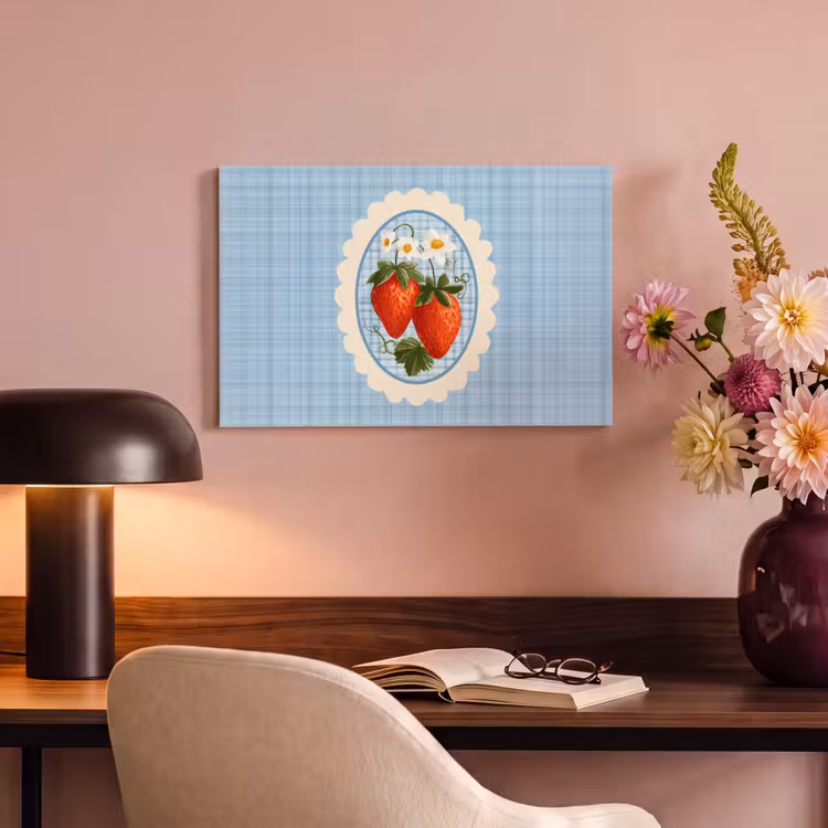 Canvas Print - Strawberries - Frame - Red - Checkered — 4