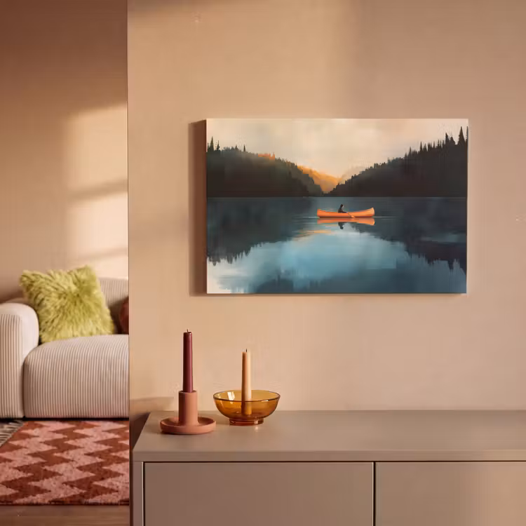 Canvas Print - Forests - Lake - Canoe - Orange — 2