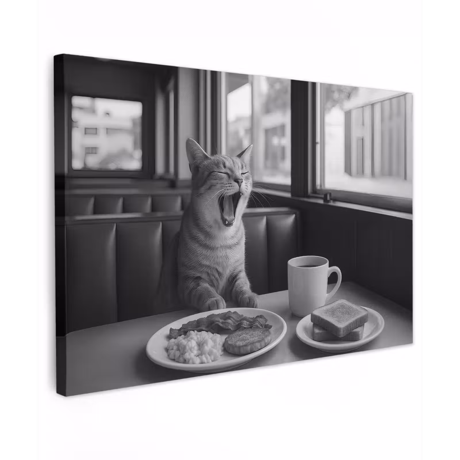 Canvas Print - Cat - Coffee - Bread - Black — 1