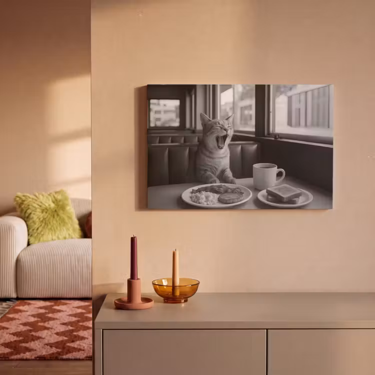 Canvas Print - Cat - Coffee - Bread - Black — 2