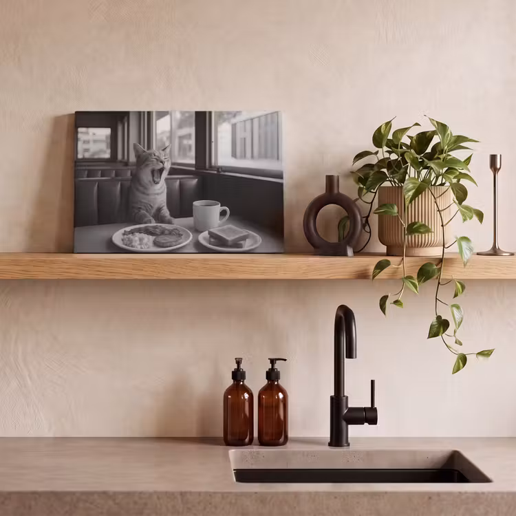 Canvas Print - Cat - Coffee - Bread - Black — 3