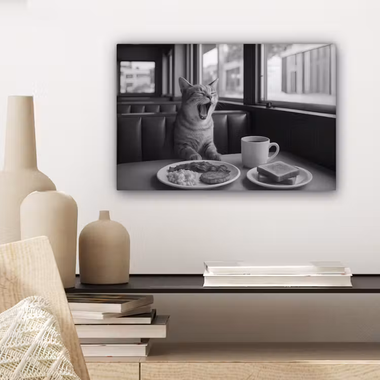 Canvas Print - Cat - Coffee - Bread - Black — 5
