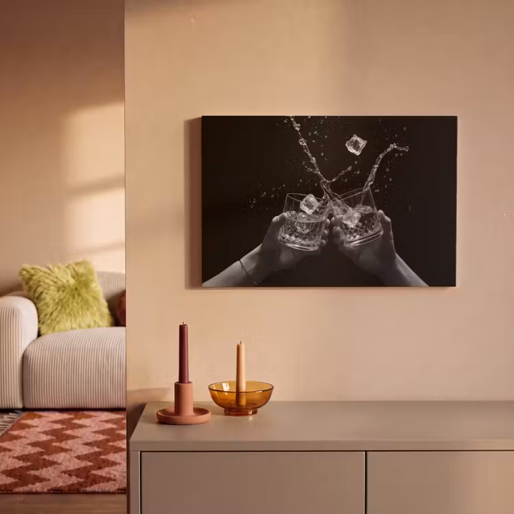 Canvas Print - Whisky glasses - Ice - Splashes - Black — 2