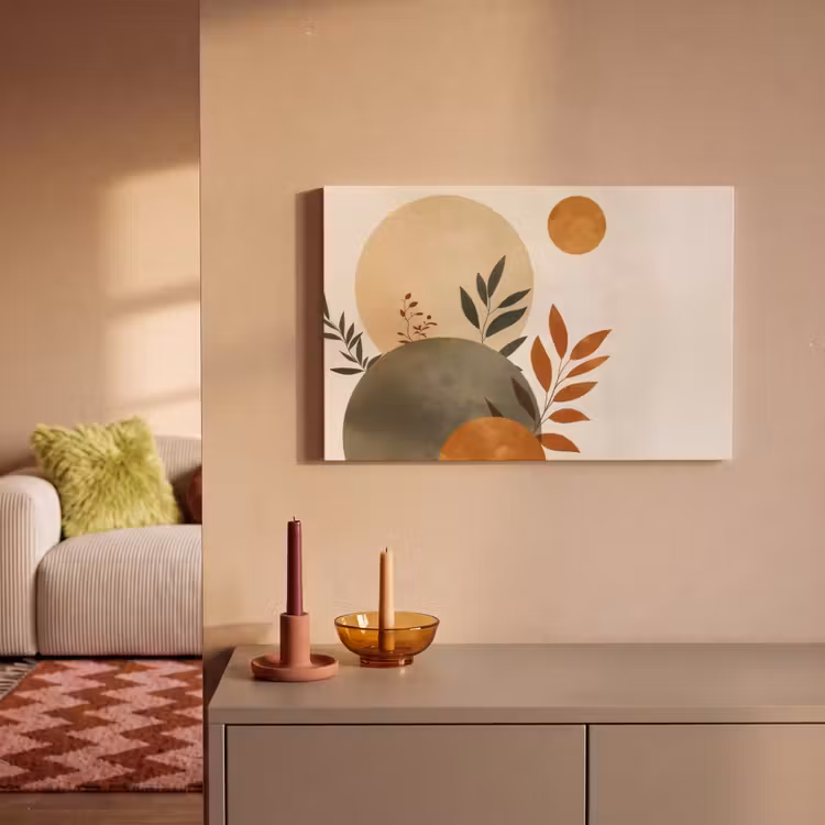 Canvas Print - Shapes - Round - Leaves - Beige — 2
