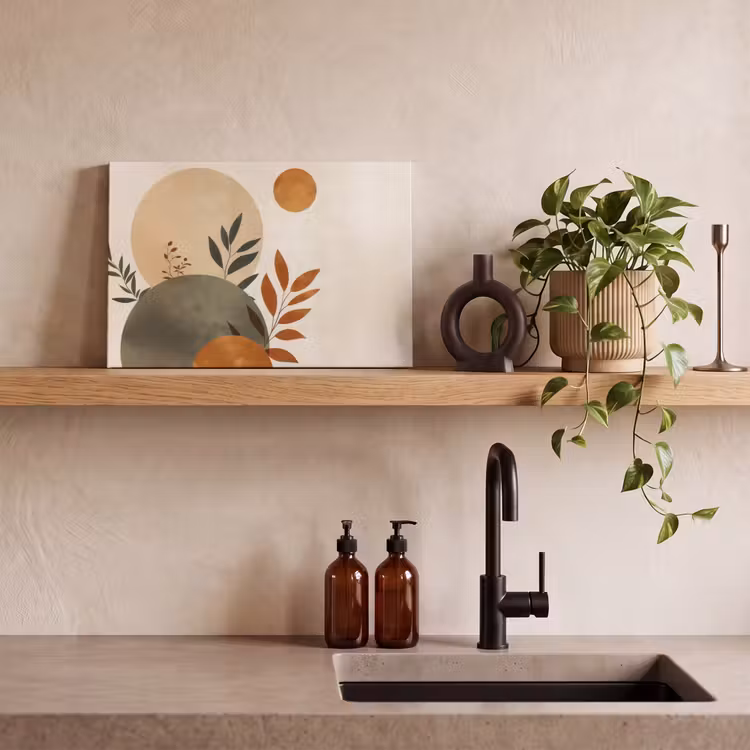 Canvas Print - Shapes - Round - Leaves - Beige — 3