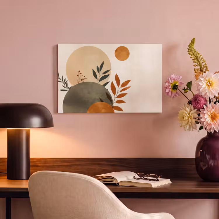 Canvas Print - Shapes - Round - Leaves - Beige — 4