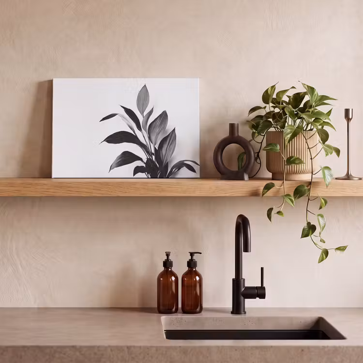 Canvas Print - Plant - Leaves - Minimalist - Black — 3