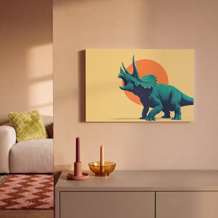 Canvas Print - Triceratops - Circle - Orange - Horns — 2