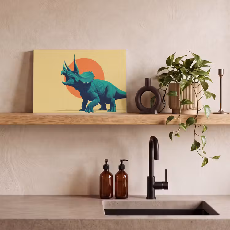 Canvas Print - Triceratops - Circle - Orange - Horns — 3