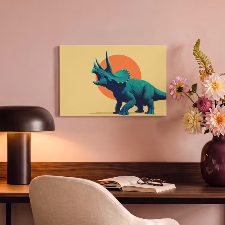 Canvas Print - Triceratops - Circle - Orange - Horns — 4