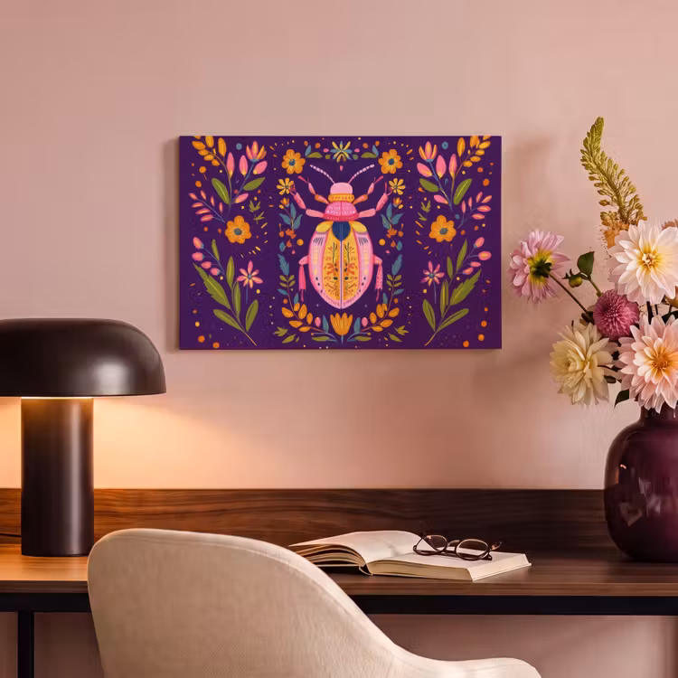 Canvas Print - Beetle - Brightly colored - Flowers - Leaves — 4