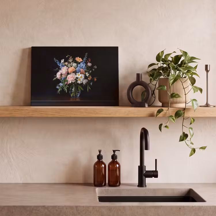 Canvas Print - Pastel - Flowers - Glasses - Vase — 3