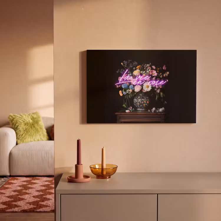 Canvas Print - Neon - Vase - Flowers — 2