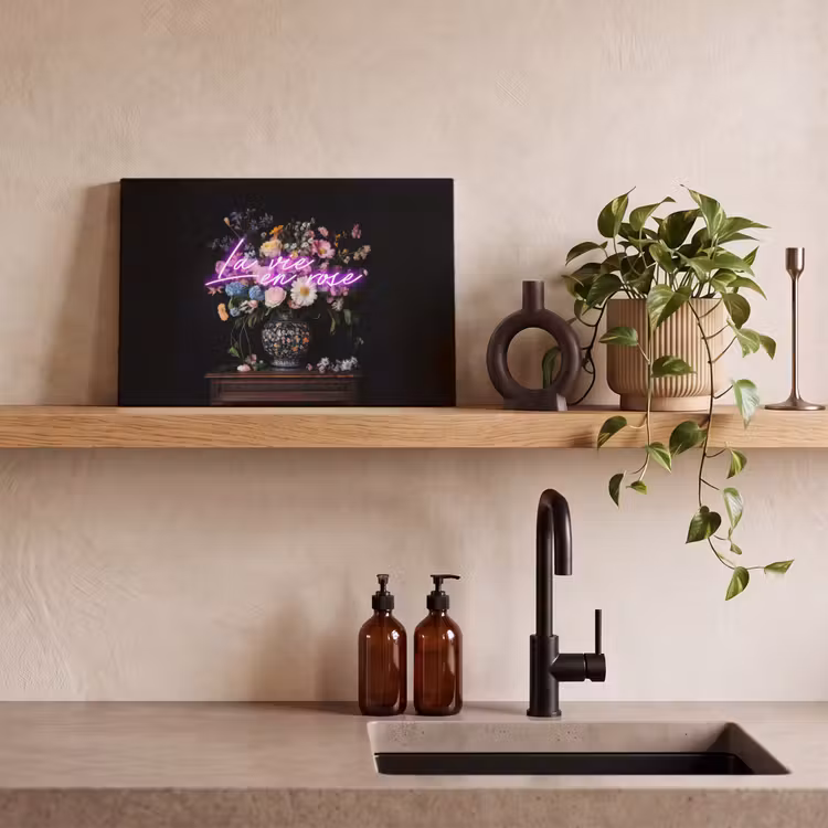 Canvas Print - Neon - Vase - Flowers — 3